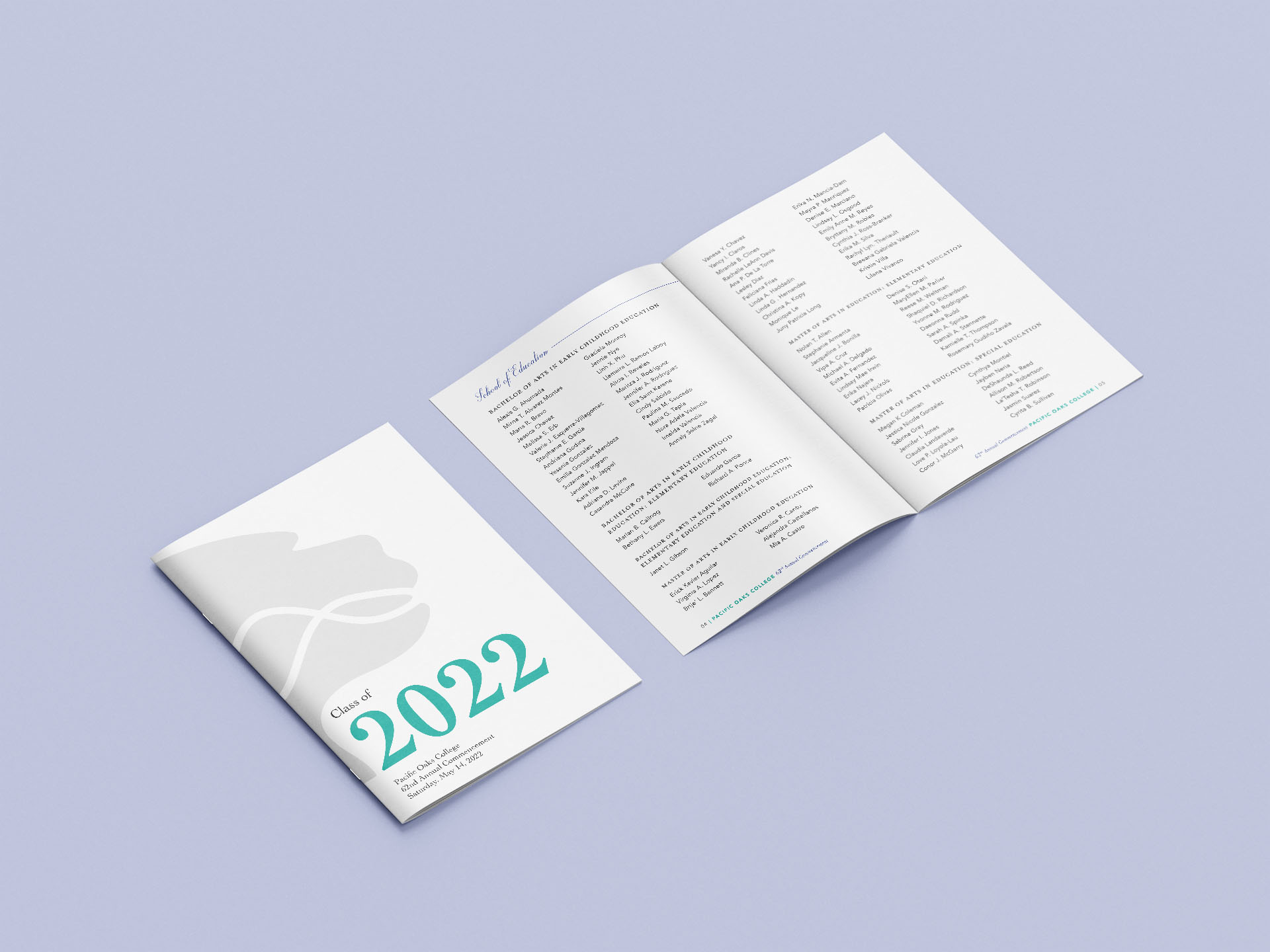 Pacific Oaks 2022 Commencement Booklet Mockup