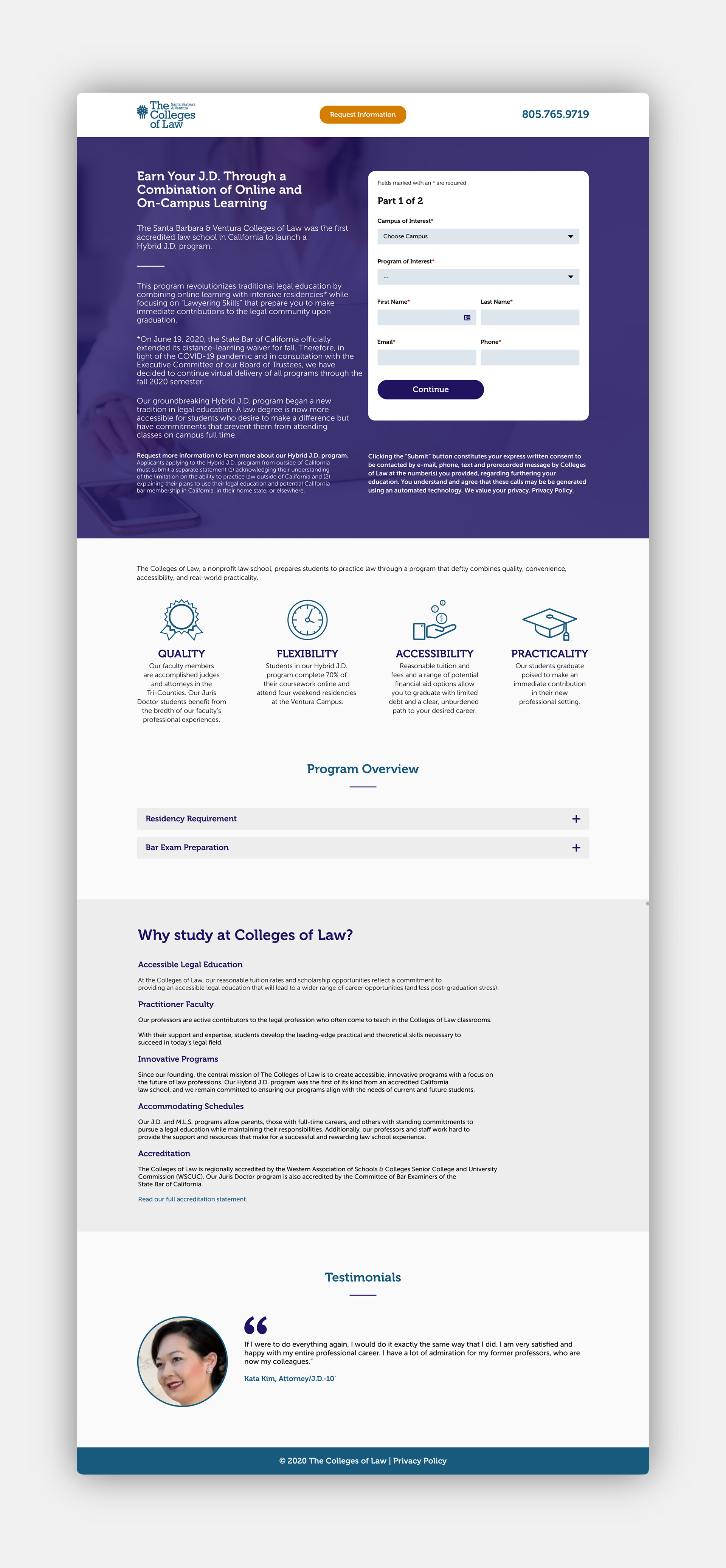 Colleges of Law Paid Landing Page Mockup