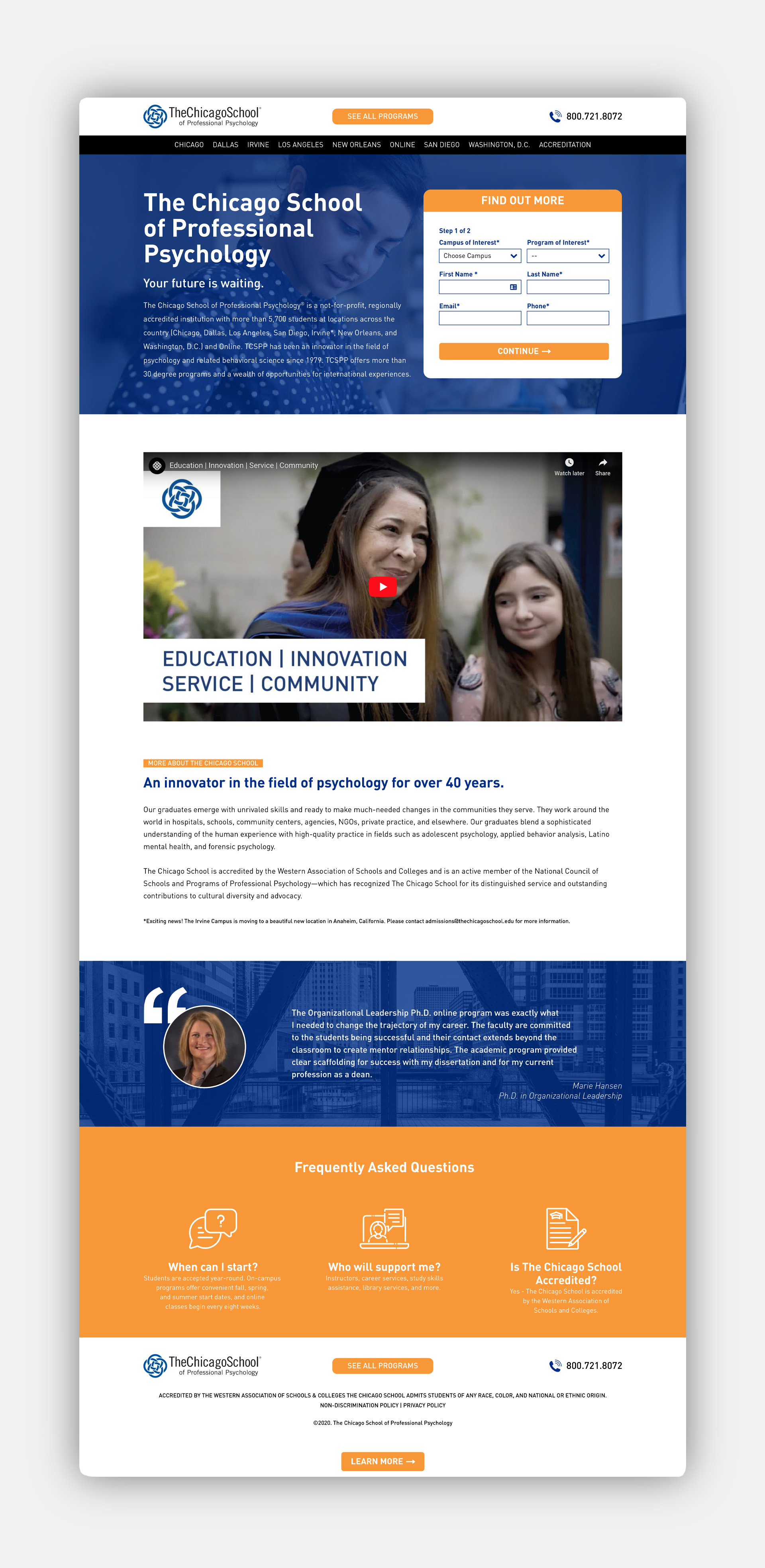 The Chicago School of Professional Psychology Paid Home Landing Page