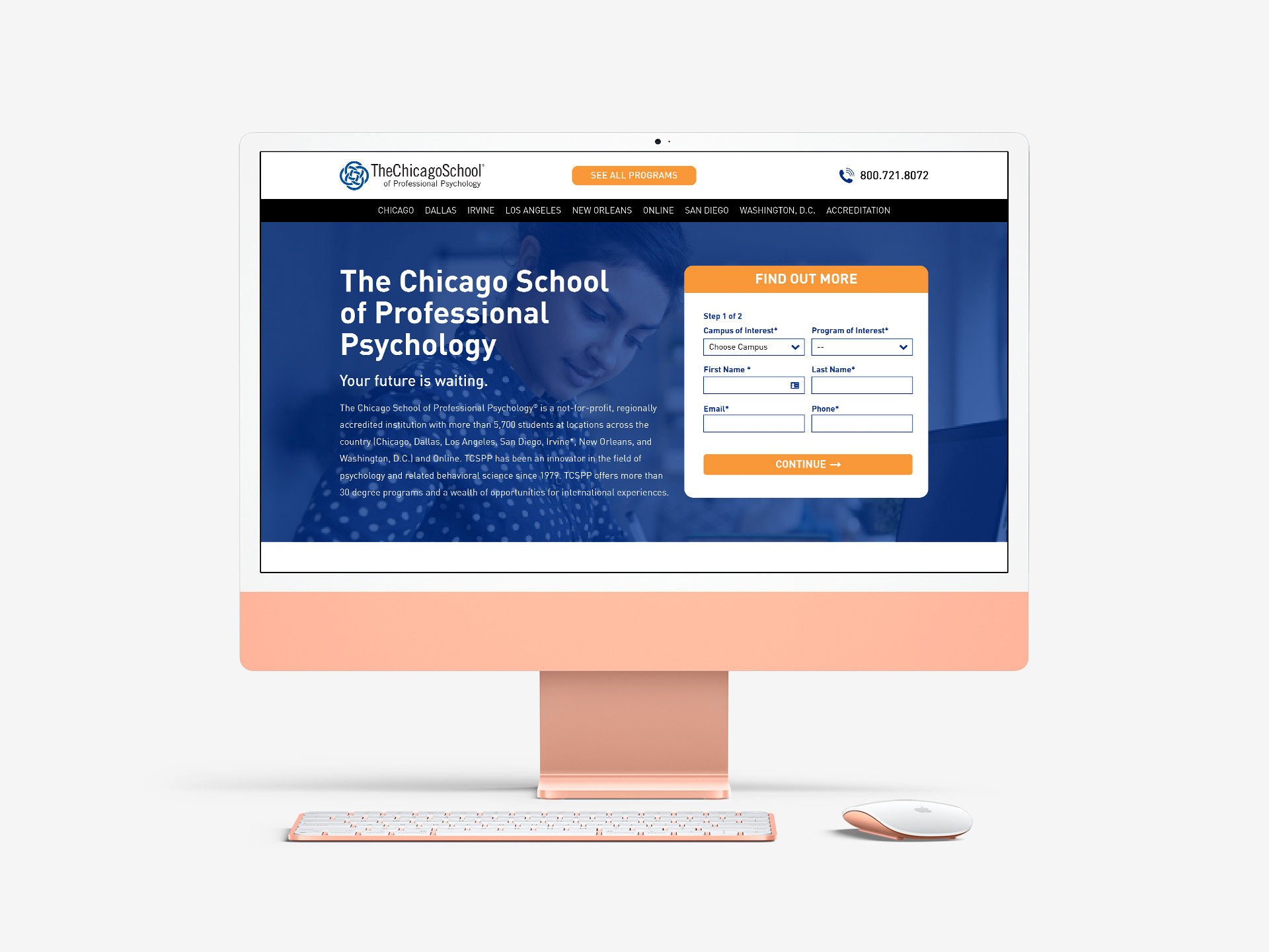 The Chicago School of Professional Psychology Paid Landing Page Mockup